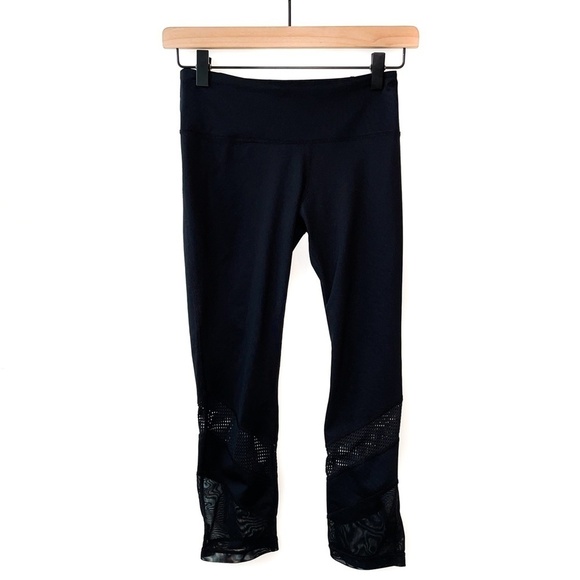 Zella Mesh Leggings Black Crop Athletic Running - Picture 1 of 5
